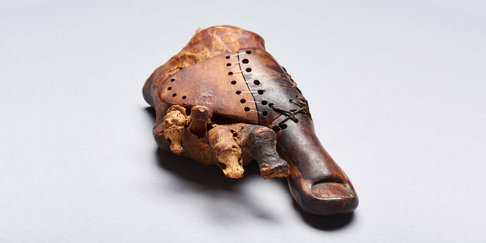 Toe prosthesis of a female burial from the Theban tomb TT95, early first millennium BC. Egyptian Museum Cairo.