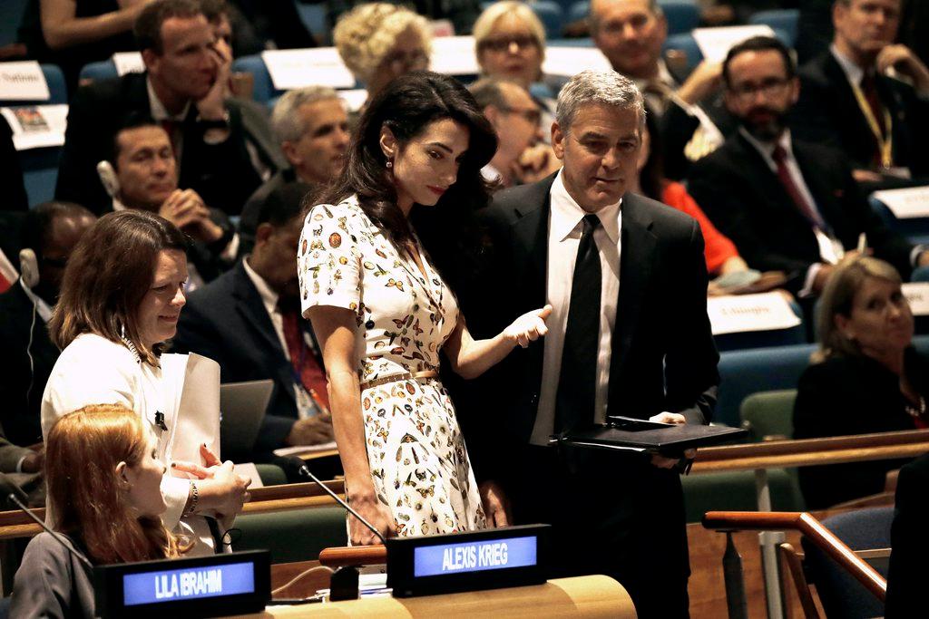 George and Amal Clooney at an event in New York