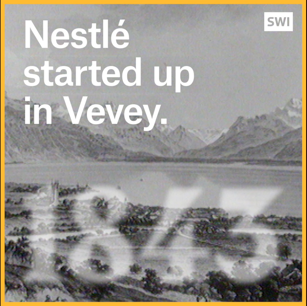 A cover image for a Nouvo video about the story of Nestlé.