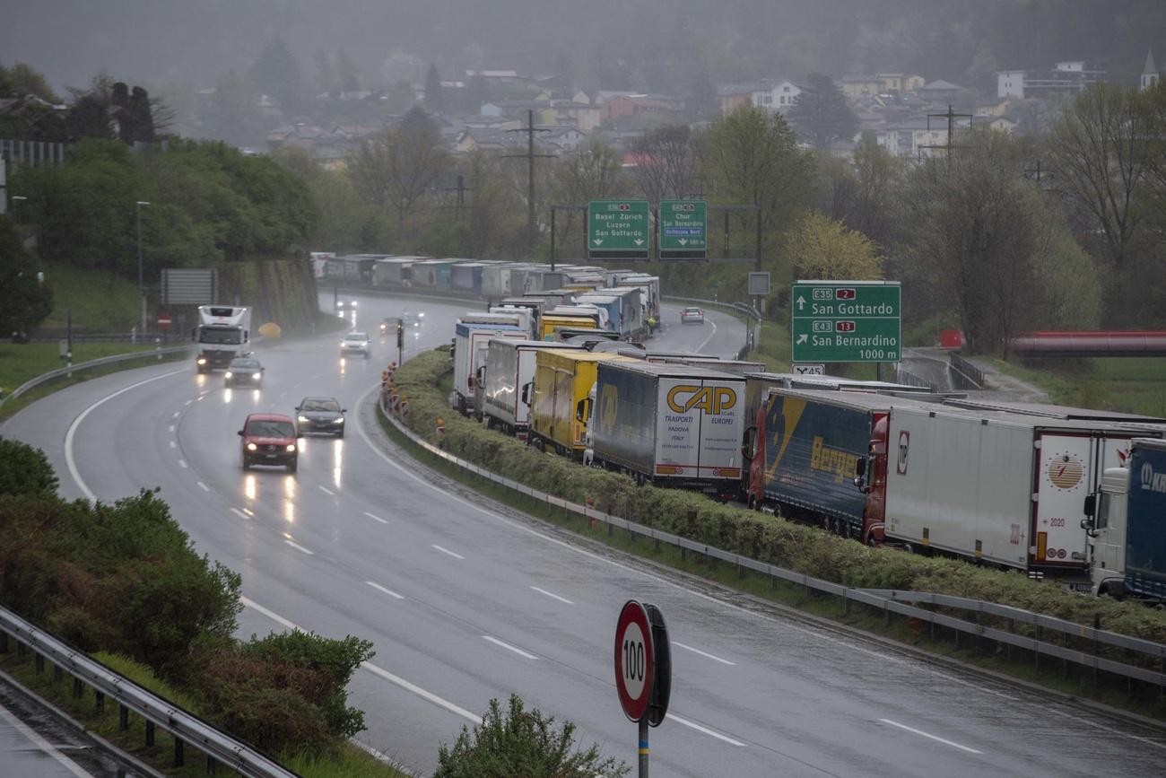 Swiss motorway with lorries