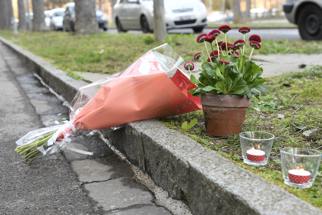 flowers left at the scene