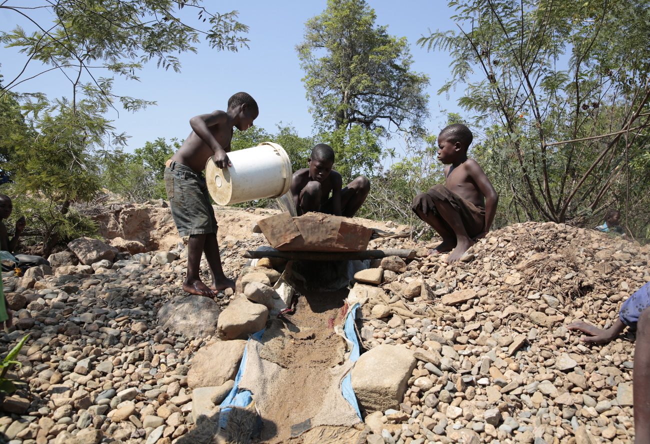 Some of the children who are into gold panning along the Odzi River in Mutare, Zimbabwe.