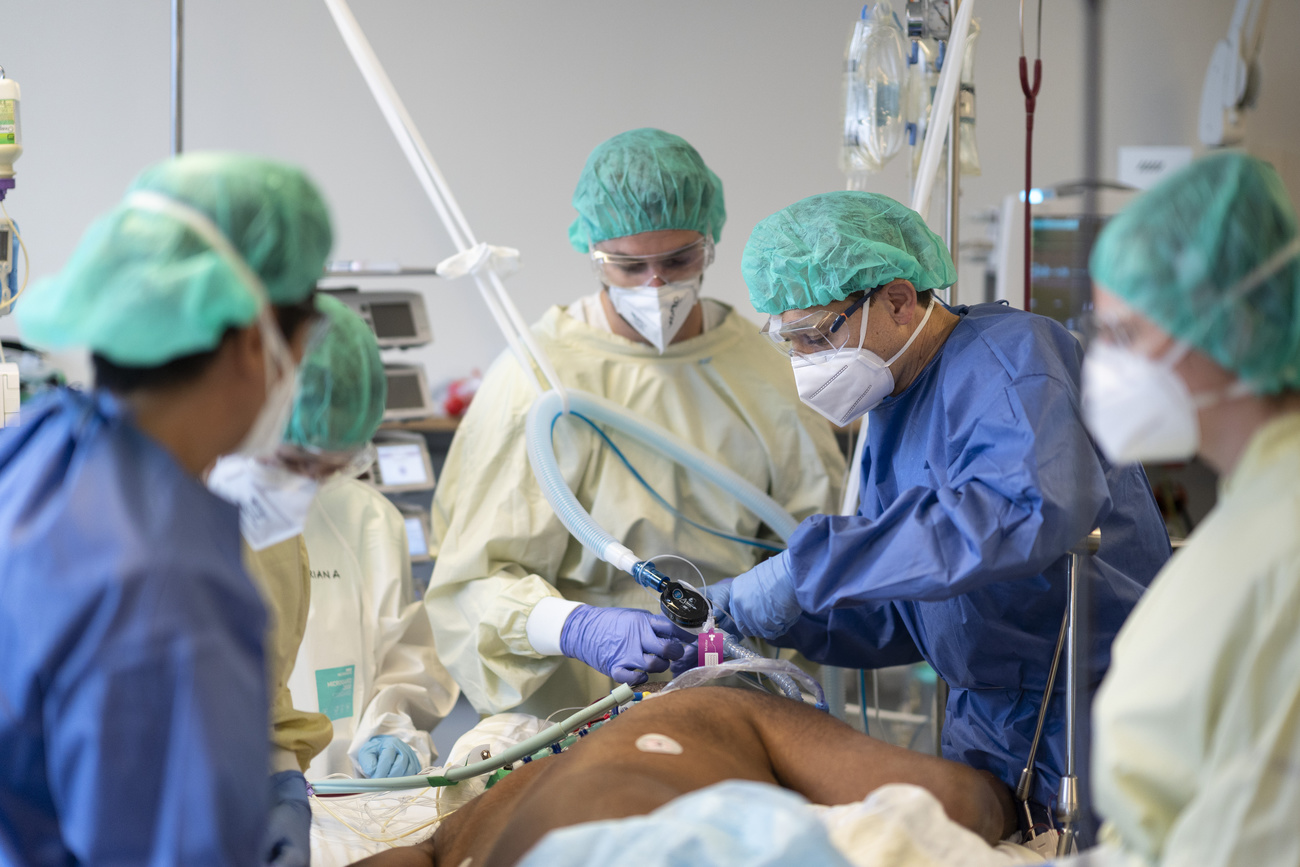 Intensive care team in Swiss hospital