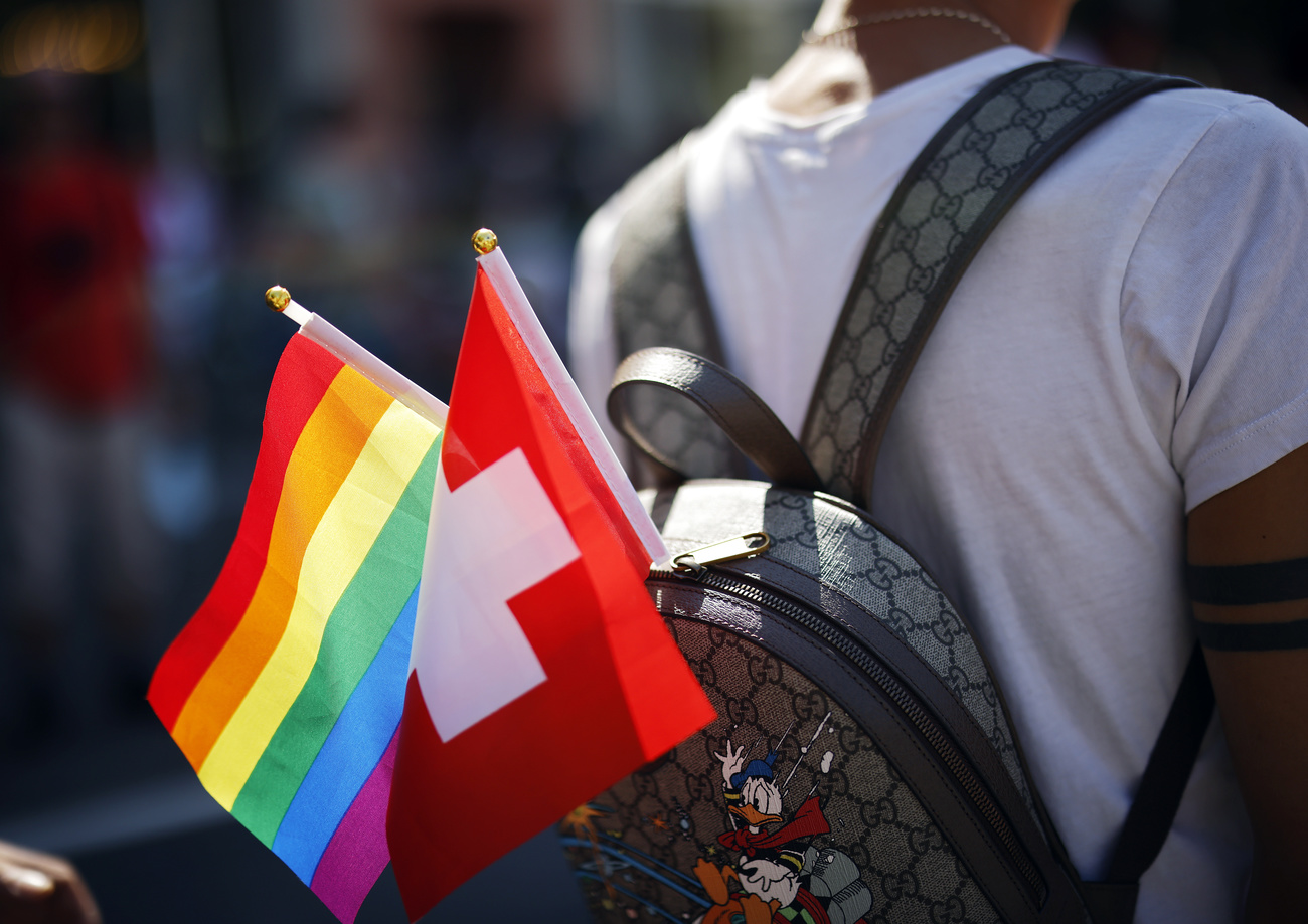 banderas de Suiza y de LGBTQ