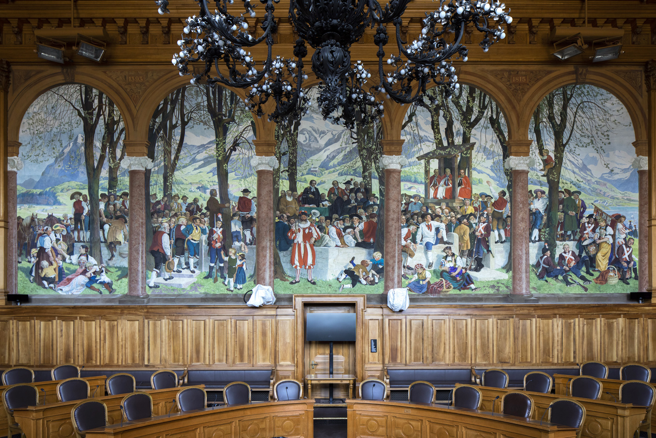 Painting of open-air assembly - decoration in Swiss Senate chamber