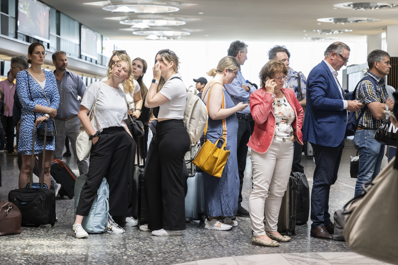 People wait at airport