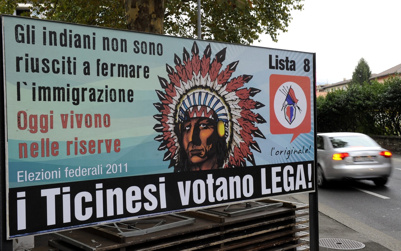 Une affiche anti-immigration de la Lega tessinoise en 2011