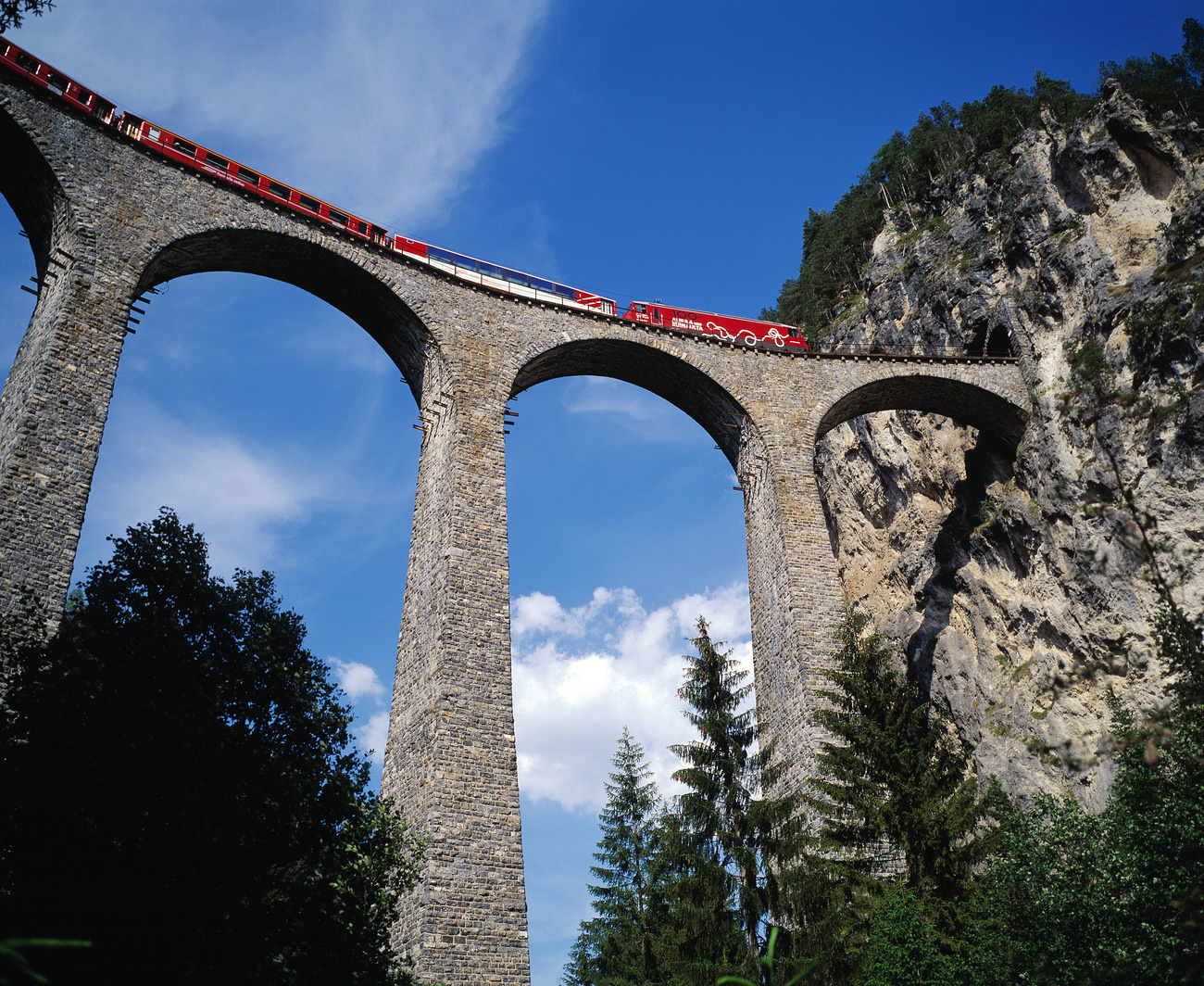 Rhaetian railway on bridge