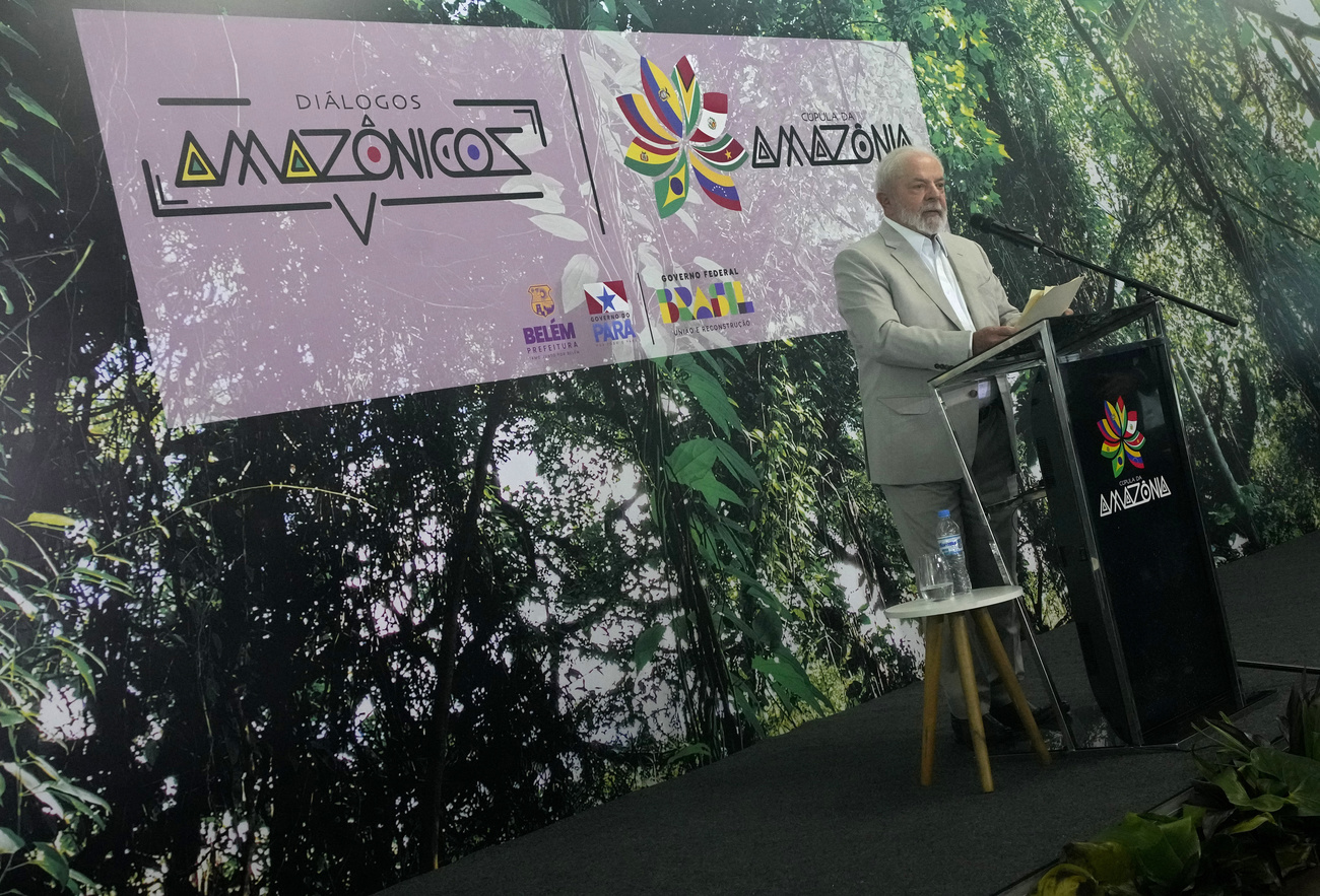 Der brasilianische Präsident Lula da Silva an einer Pressekonferenz