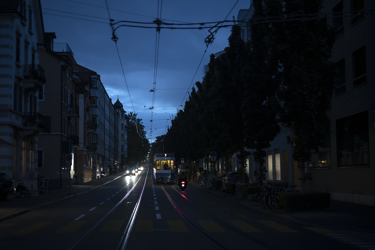 Lights out in Zurich street.