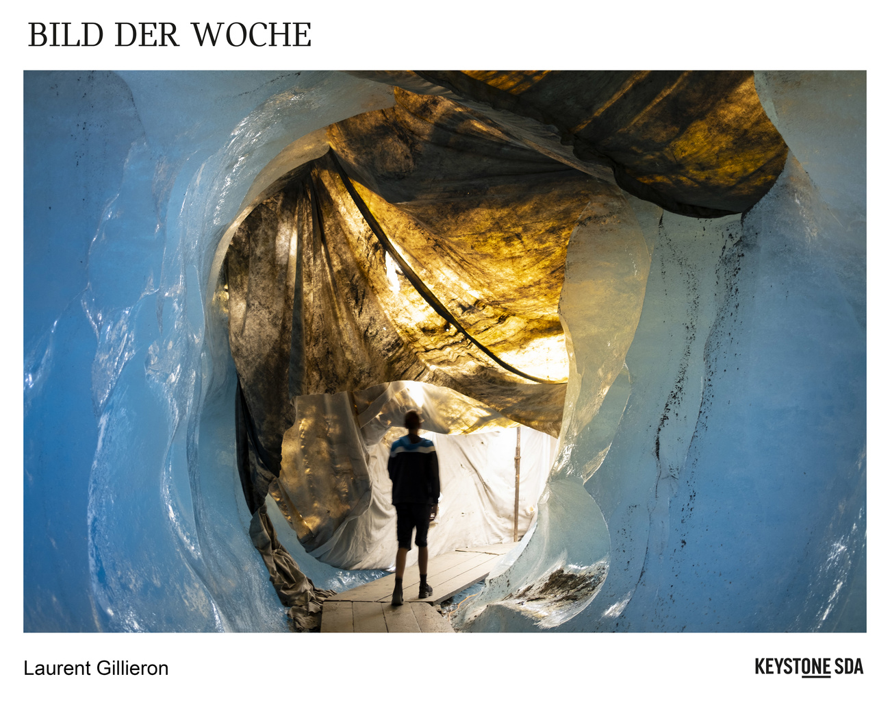 Ice cave in Rhone Glacier in Switzerland.