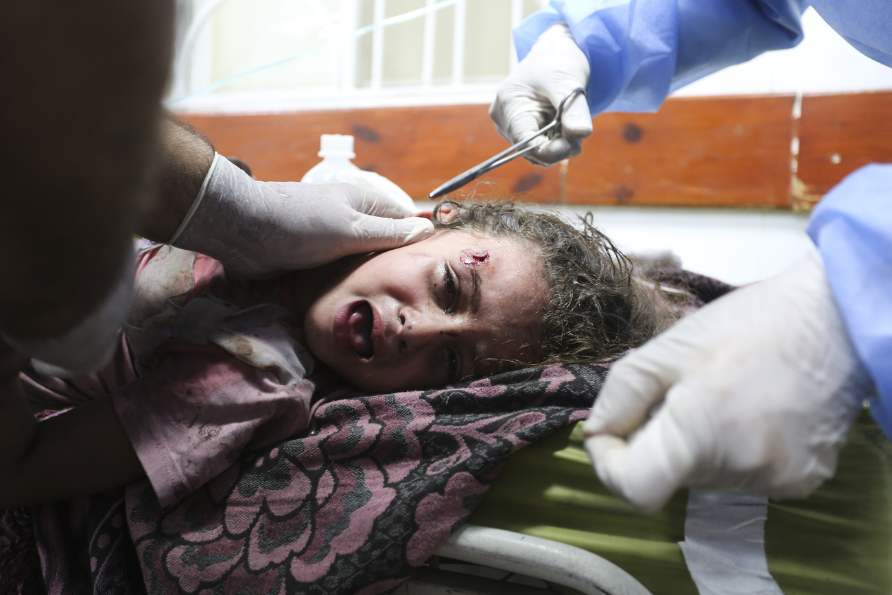 Palestinian girl being treated in hospital