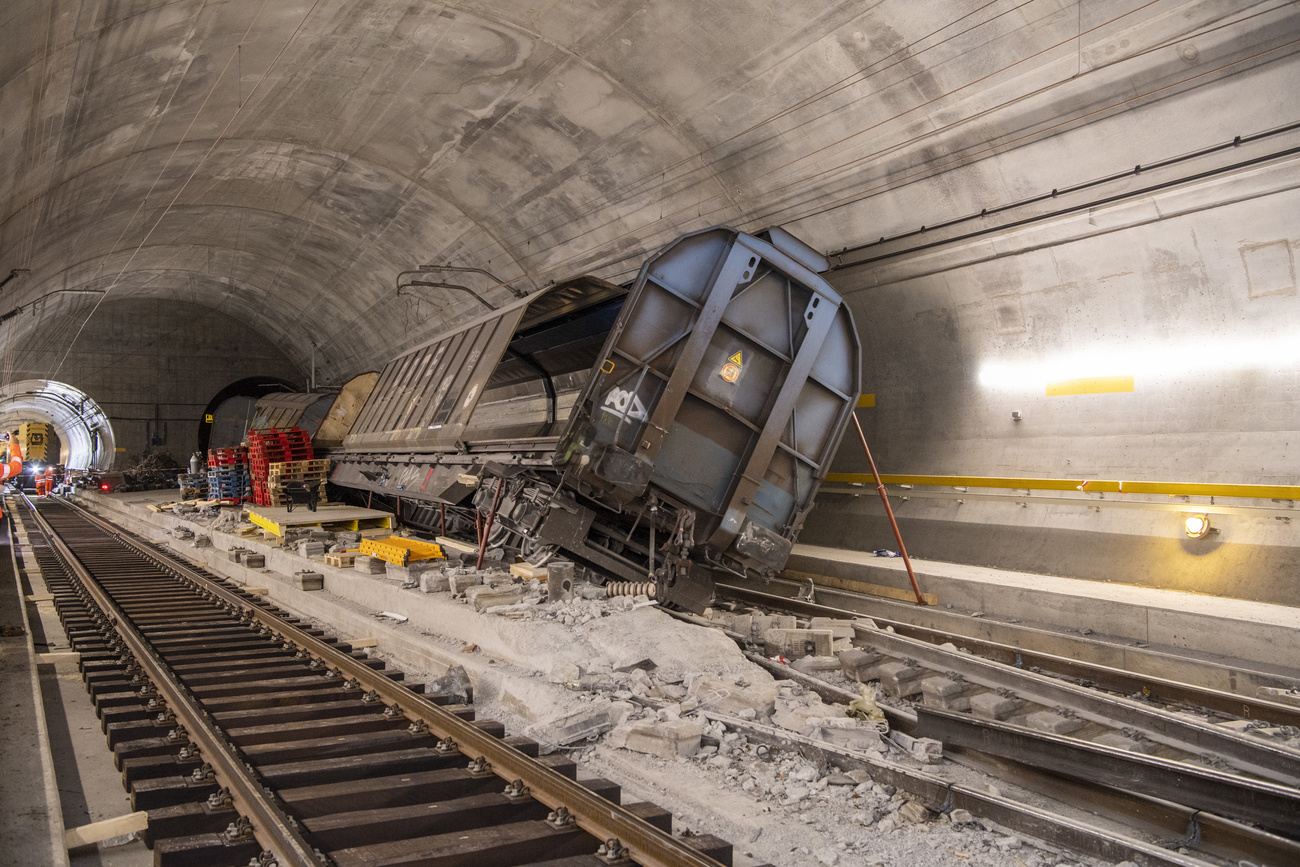 Derailed train