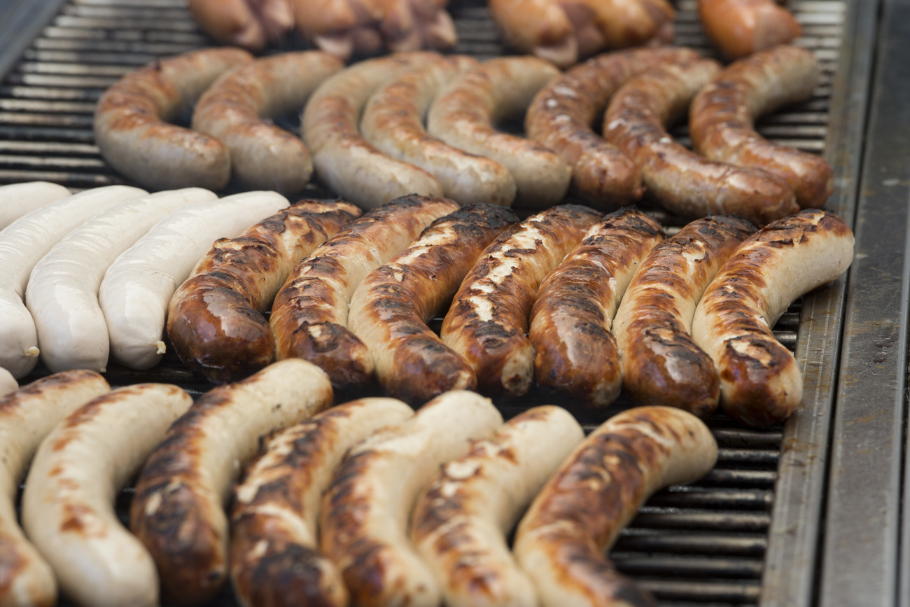 Sausages grilling.