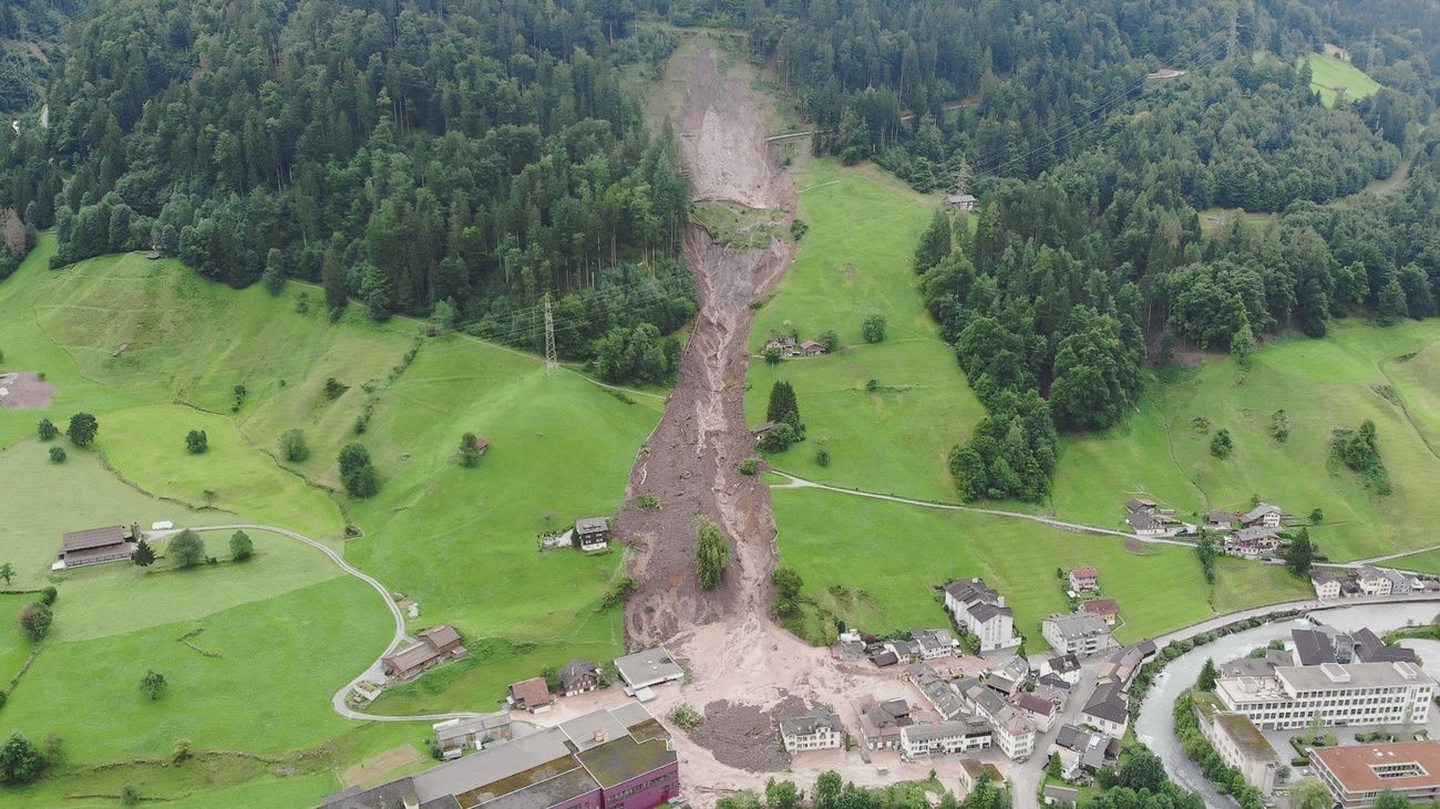 La parte del villaggio di Schwanden colpita dalle frane di agosto.