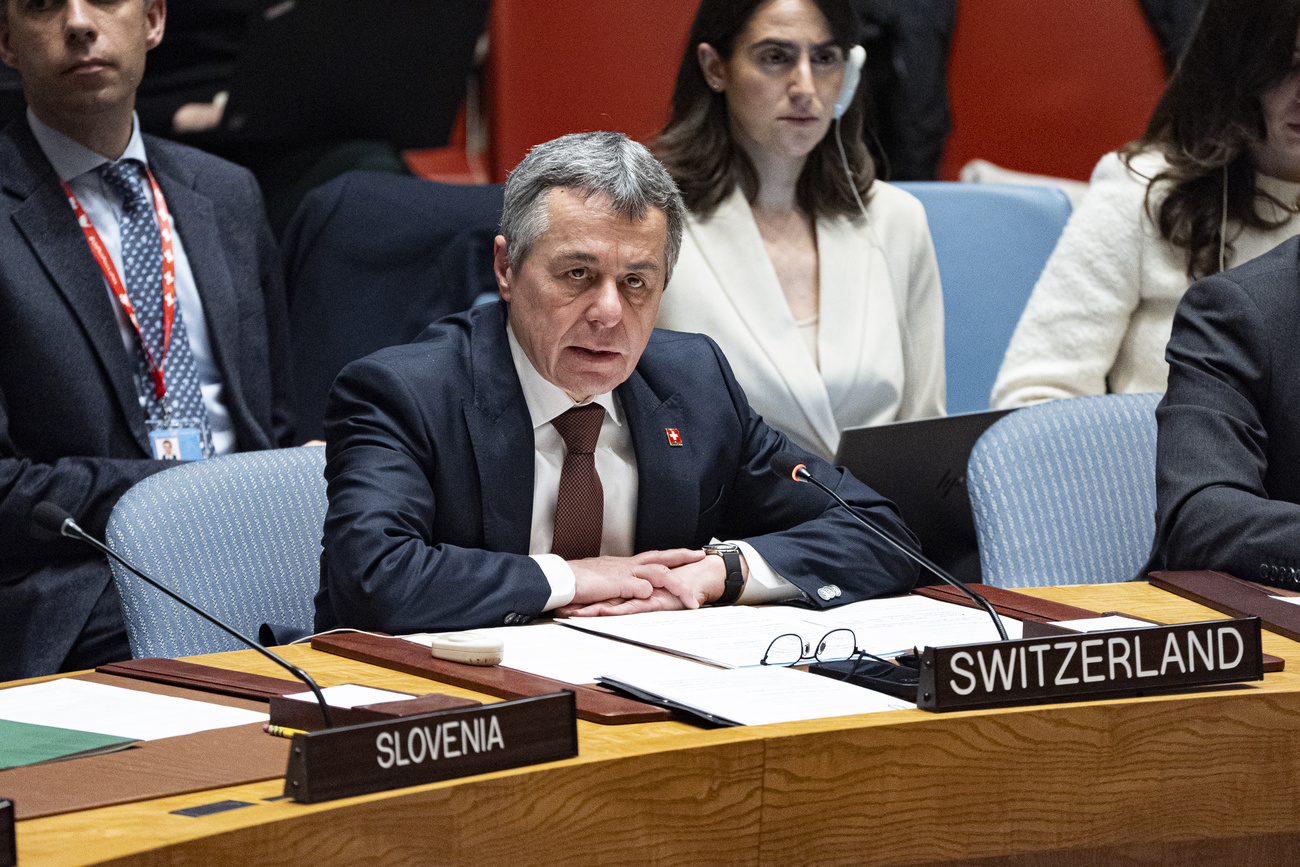 Ministro das Relações Exteriores da Suíça, Ignazio Cassis, no Conselho de Segurança da ONU em Nova York.