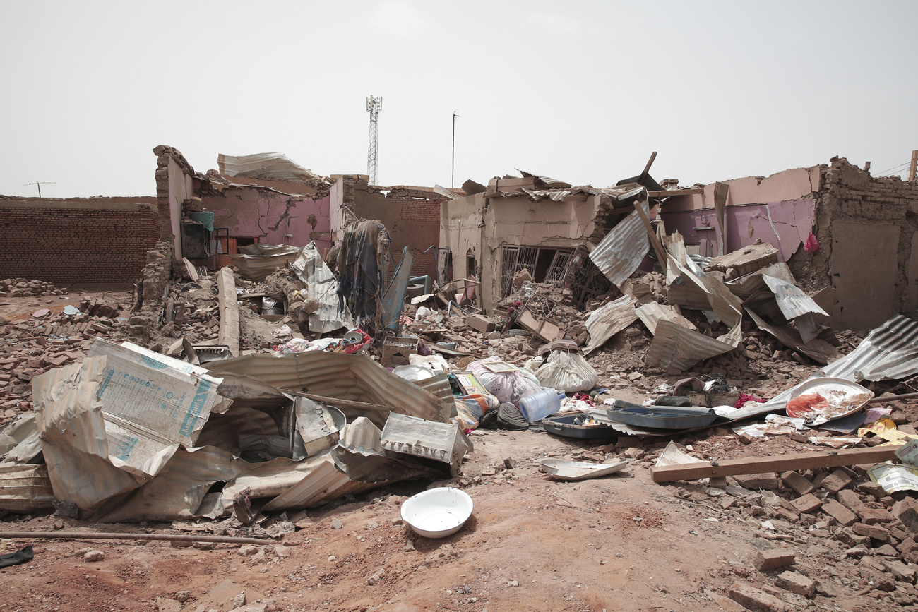 A house hit in recent fighting Is seen in Khartoum, Sudan, Tuesday, April 25, 2023. Sudan's warring generals have pledged to observe a new three-day truce that was brokered by the United States and Saudi Arabia to try to pull Africa's third-largest nation from the abyss.
