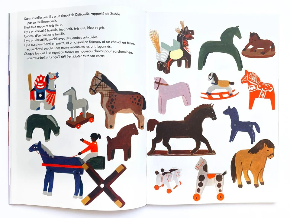 Chevaux dessinés dans un livre pour enfants.