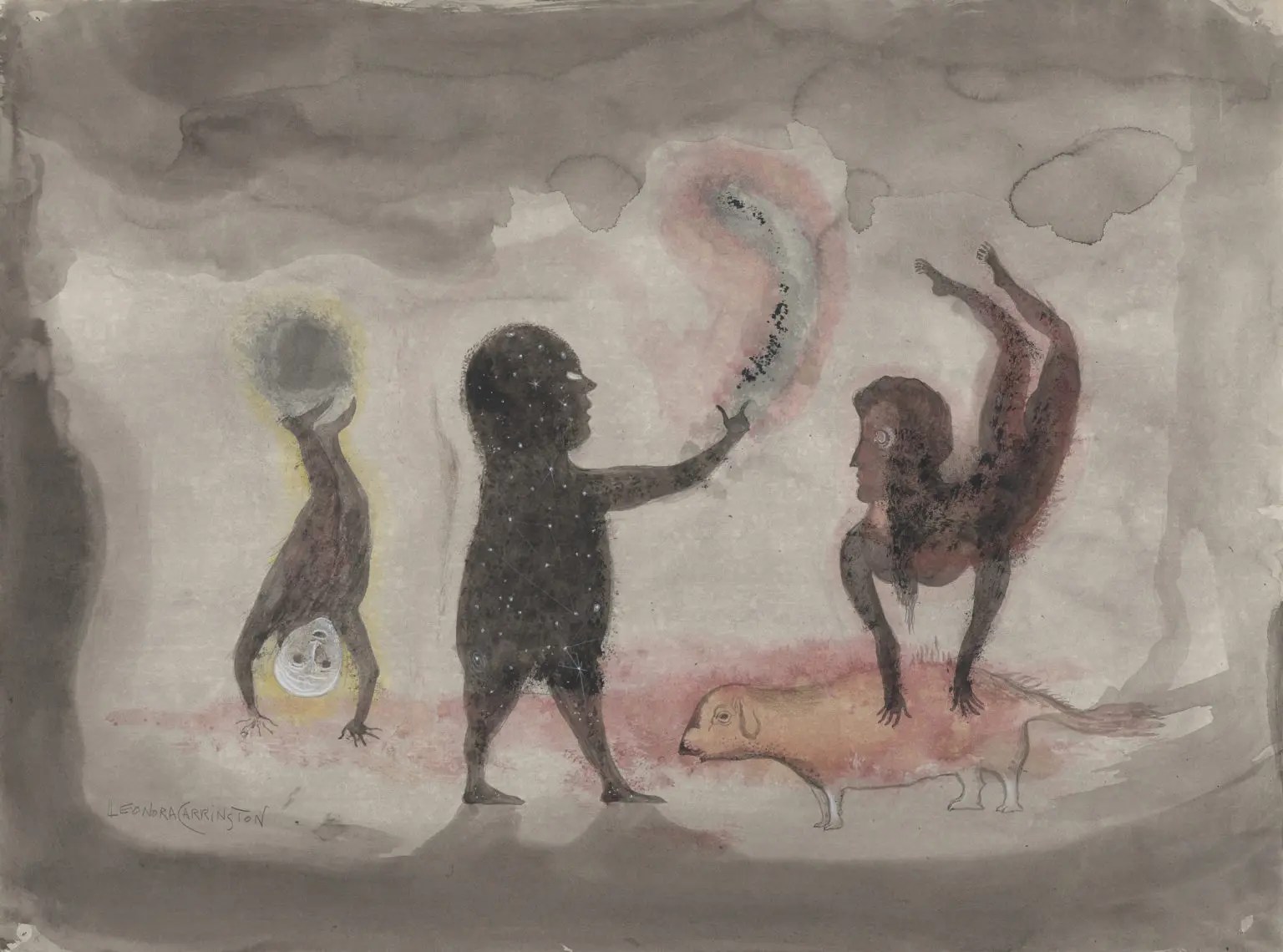 The exhibition also celebrates the importance of women artists that were kept at the margins of the official records of the surrealist movements, such as the British-Mexican Leonora Carrington (1917-2011), present in Lausanne with her painting "Acrobats" (1981). In May 2024, one of Carrington's works was auctioned in New York for US$ 29 million.