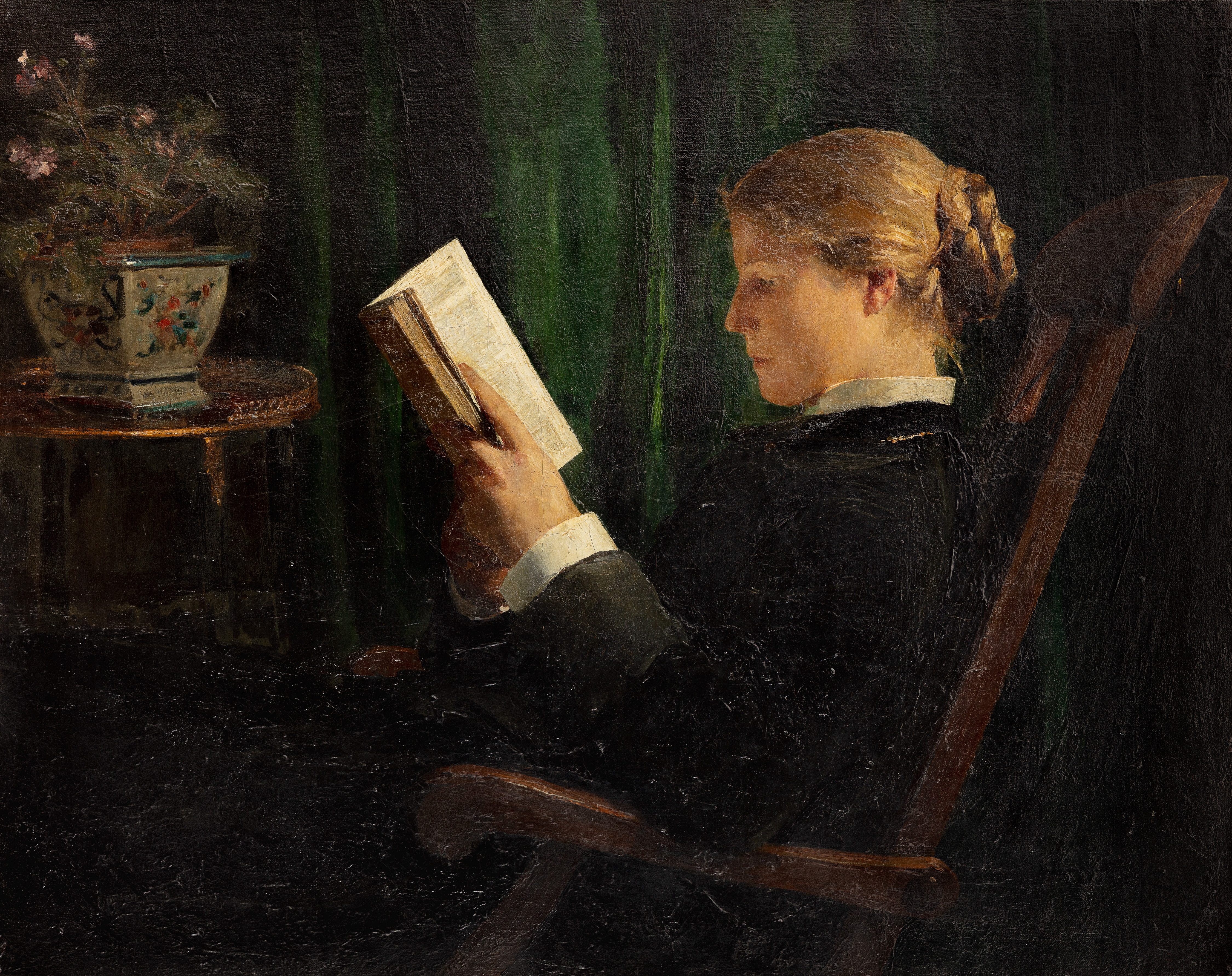 dipinto di una donna che legge un libro