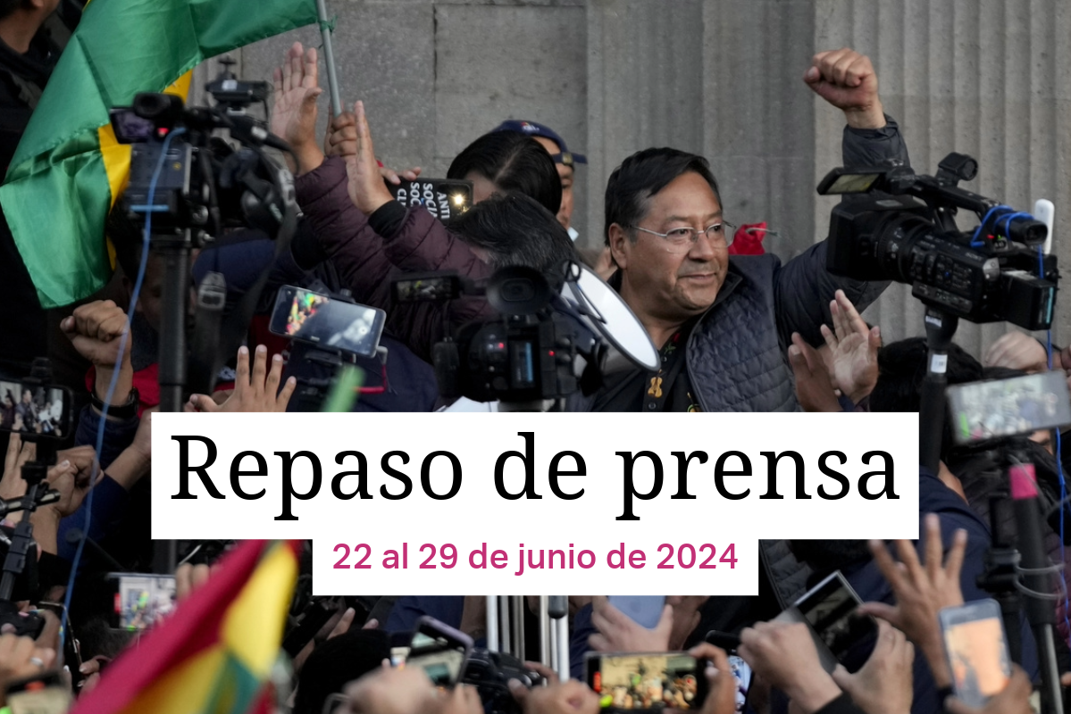 Luis Arce, presidente de Bolivia, frente a la prensa tras el intento de golpe de Estado.