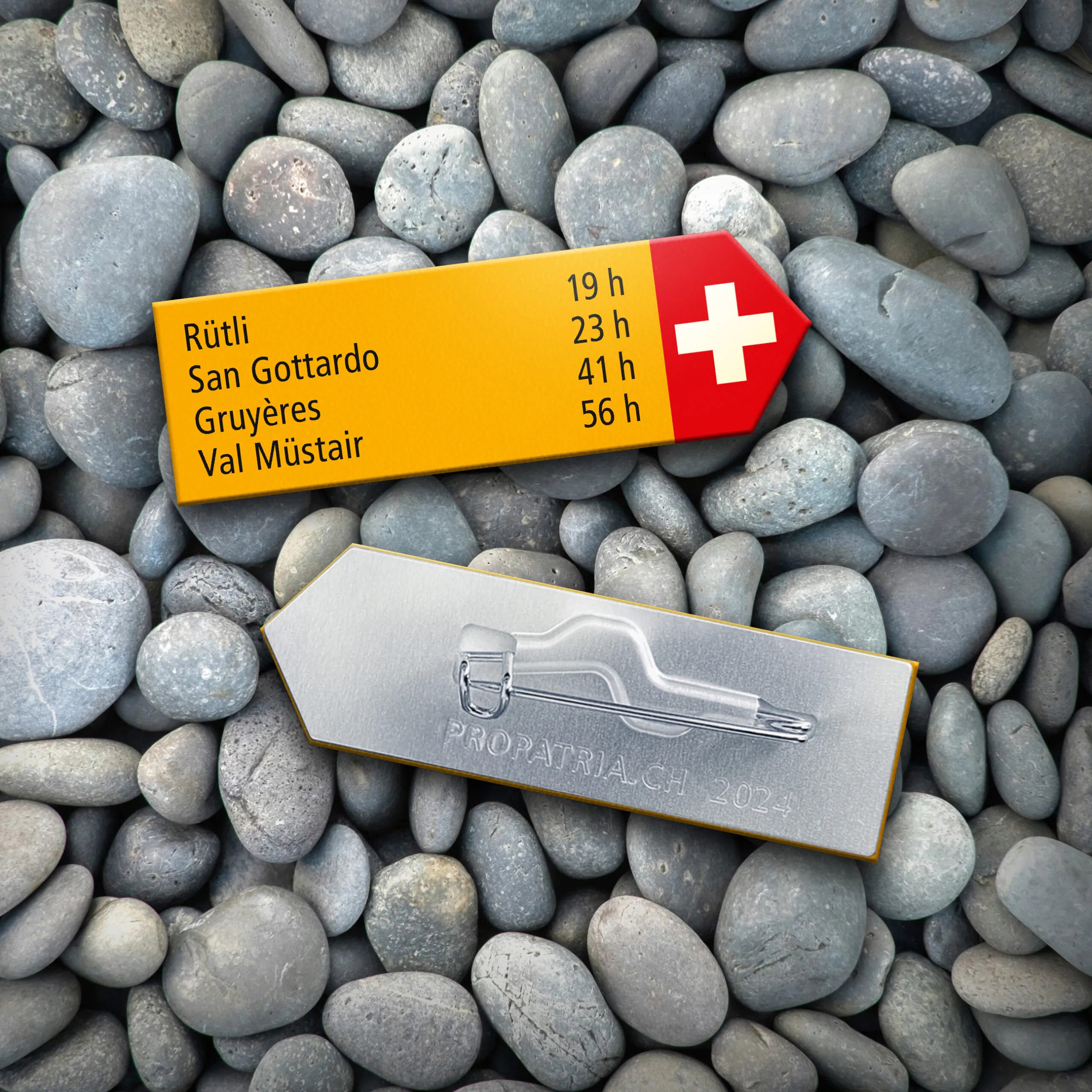 Swiss National Day badge for 2024 shows the way