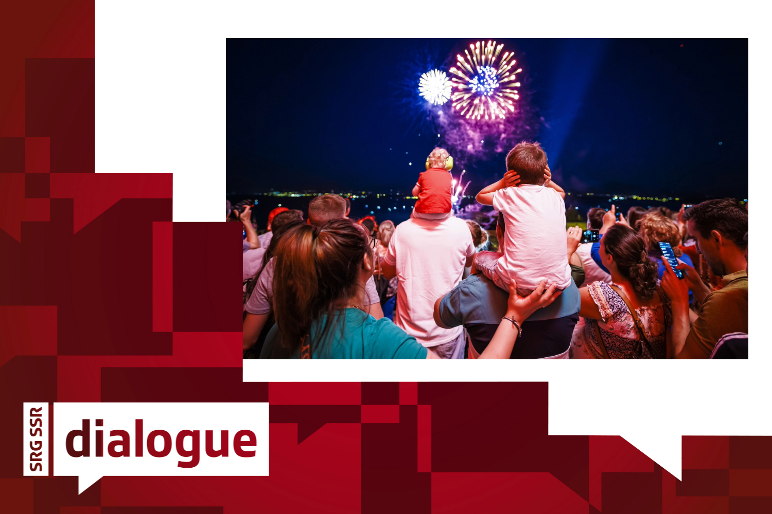 People watch the fireworks during the Swiss National Day celebrations in Nyon on Monday 1 August 2022.