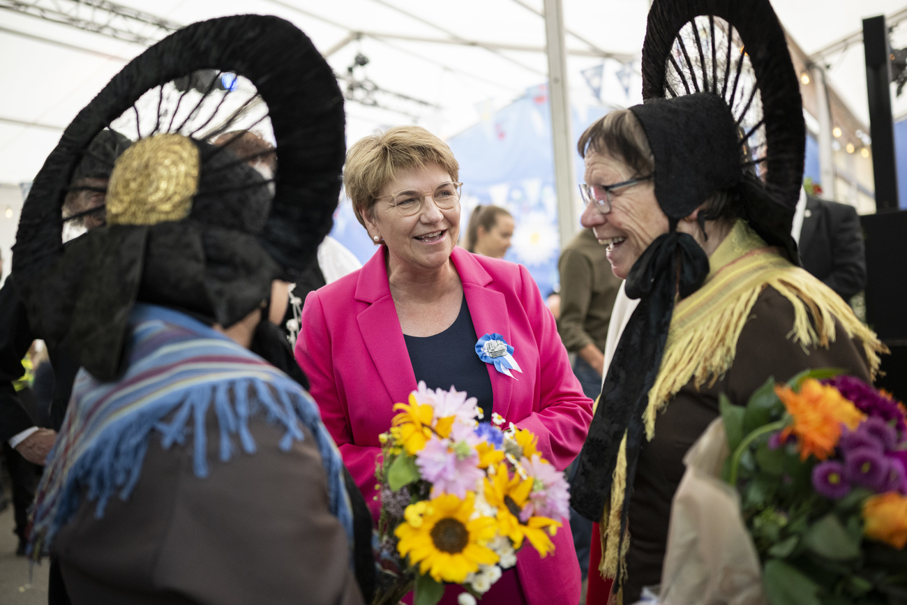 Swiss President Viola Amherd at the Swiss National Costume Festival.