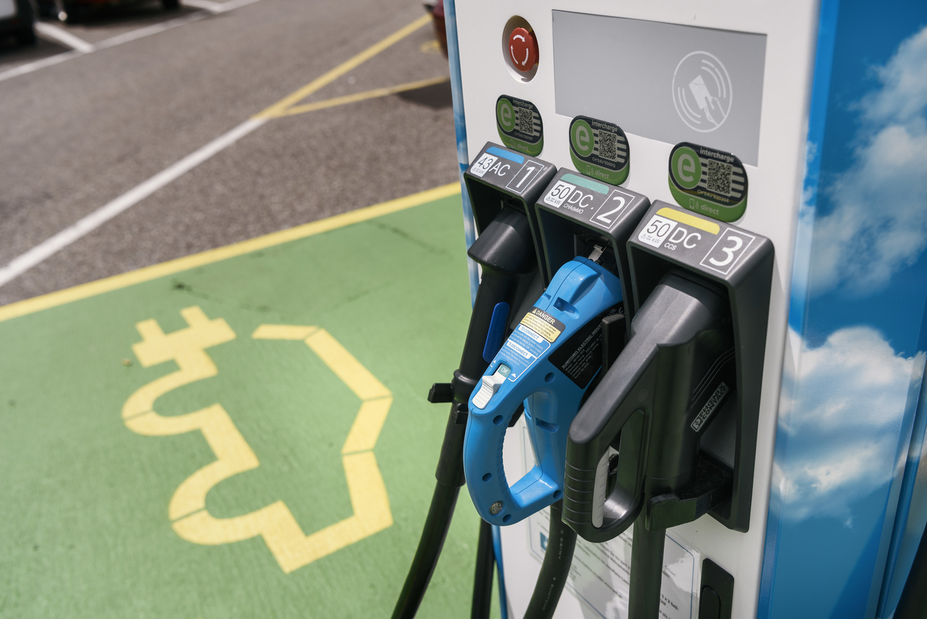 A charger at a Swiss electric vehicle charging station