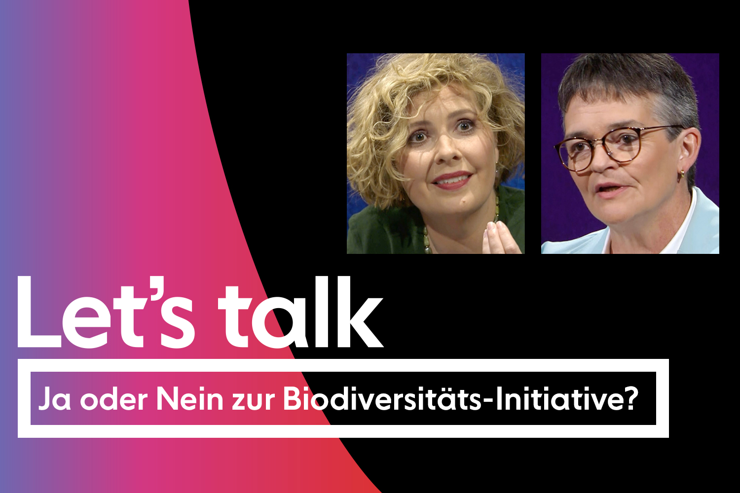 Grafik zur Biodiversitätsinitiative zeigt die Gesichter von Melanie Mettler und Vroni Thalmann