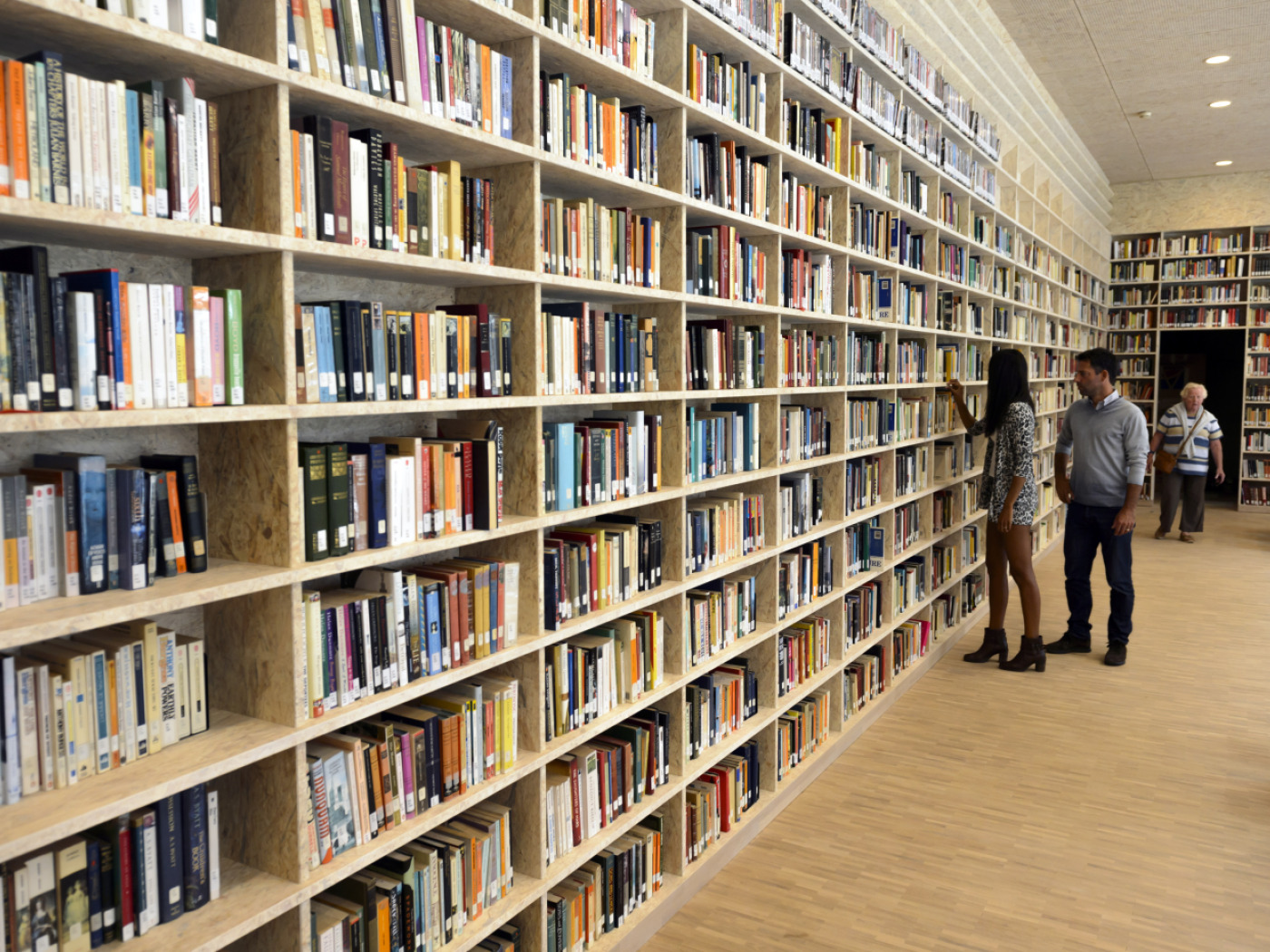 People visiting a library in Switzerland