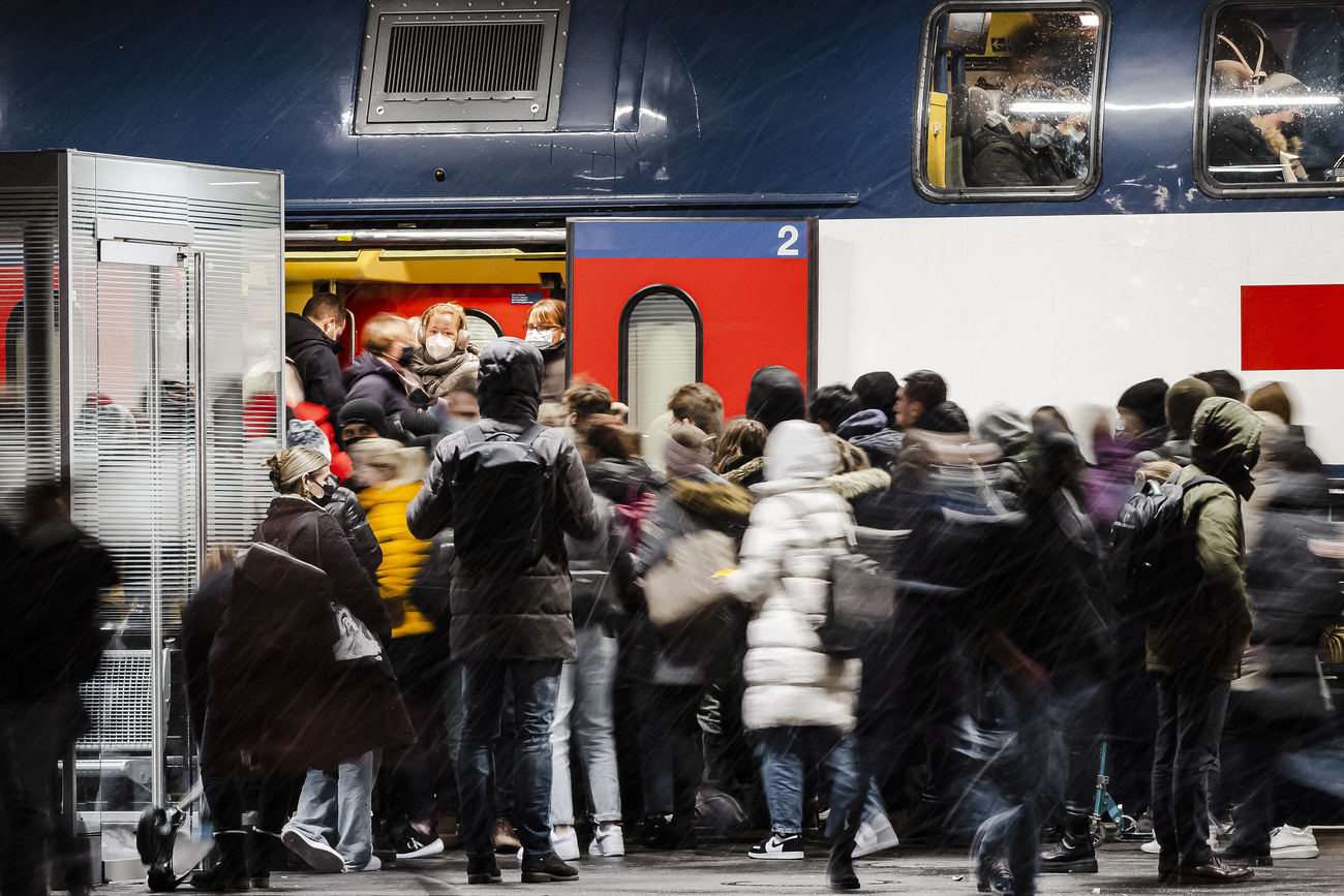 People on train.