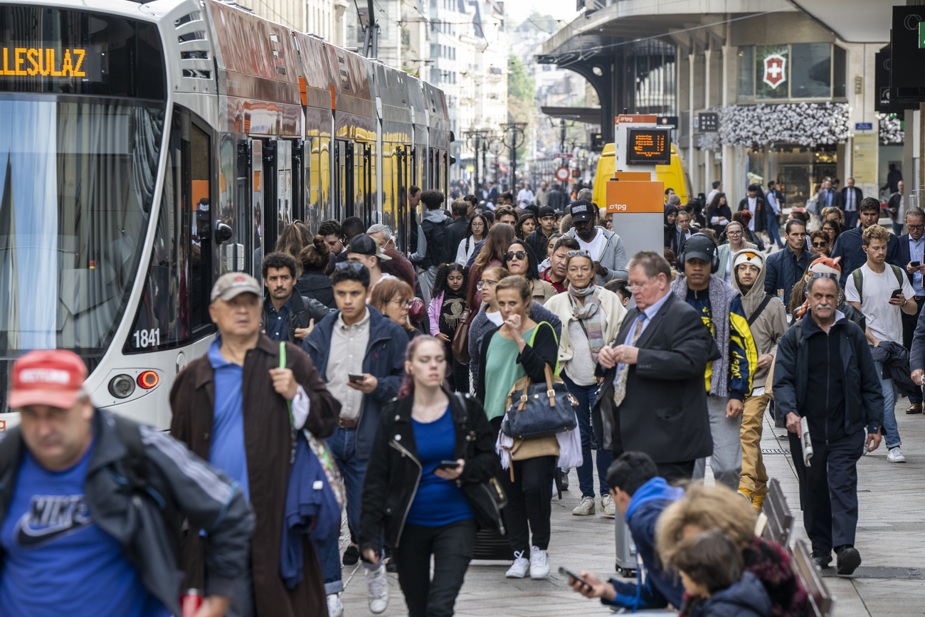 People on trams.