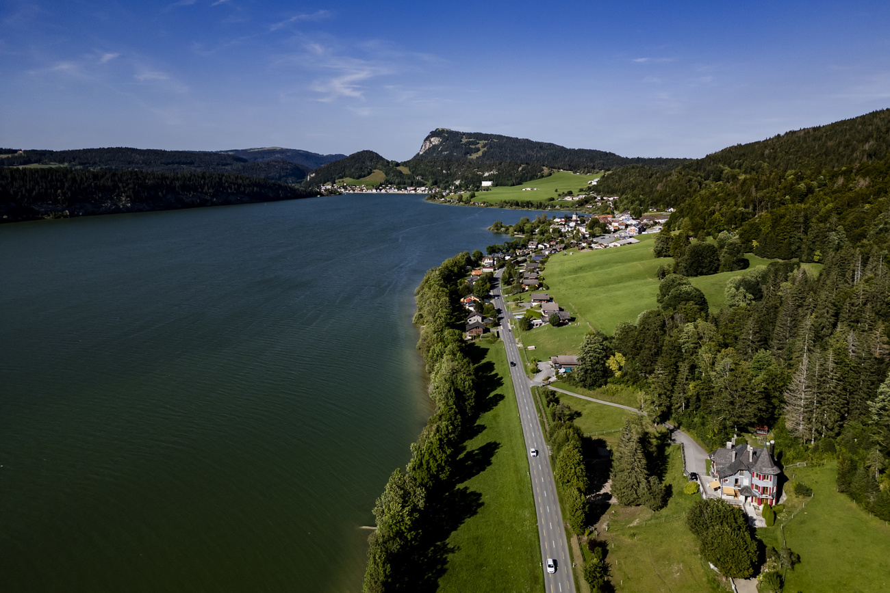 The village of L'Abbaye on Lake Joux.