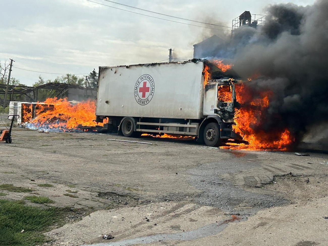 Burning lorry