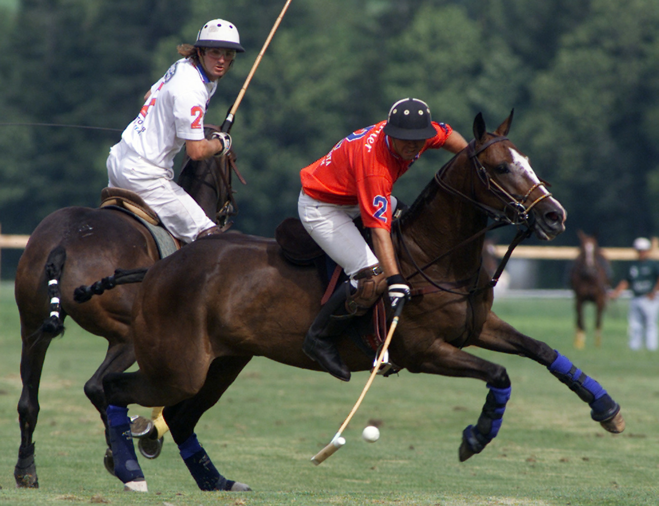 Due giocatori di polo argentini si sfidano in una partita