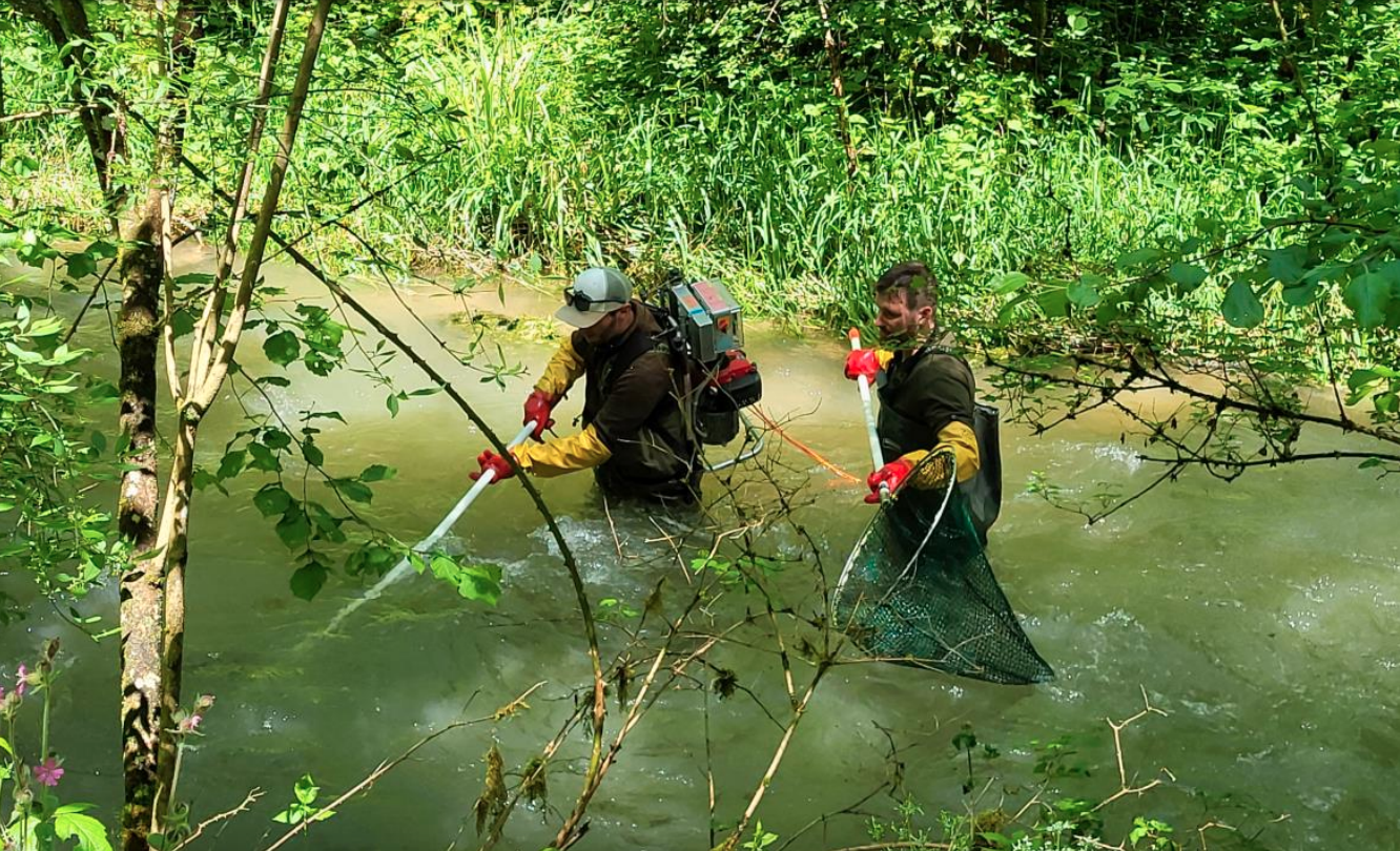 Deux pêcheurs dans une rivière