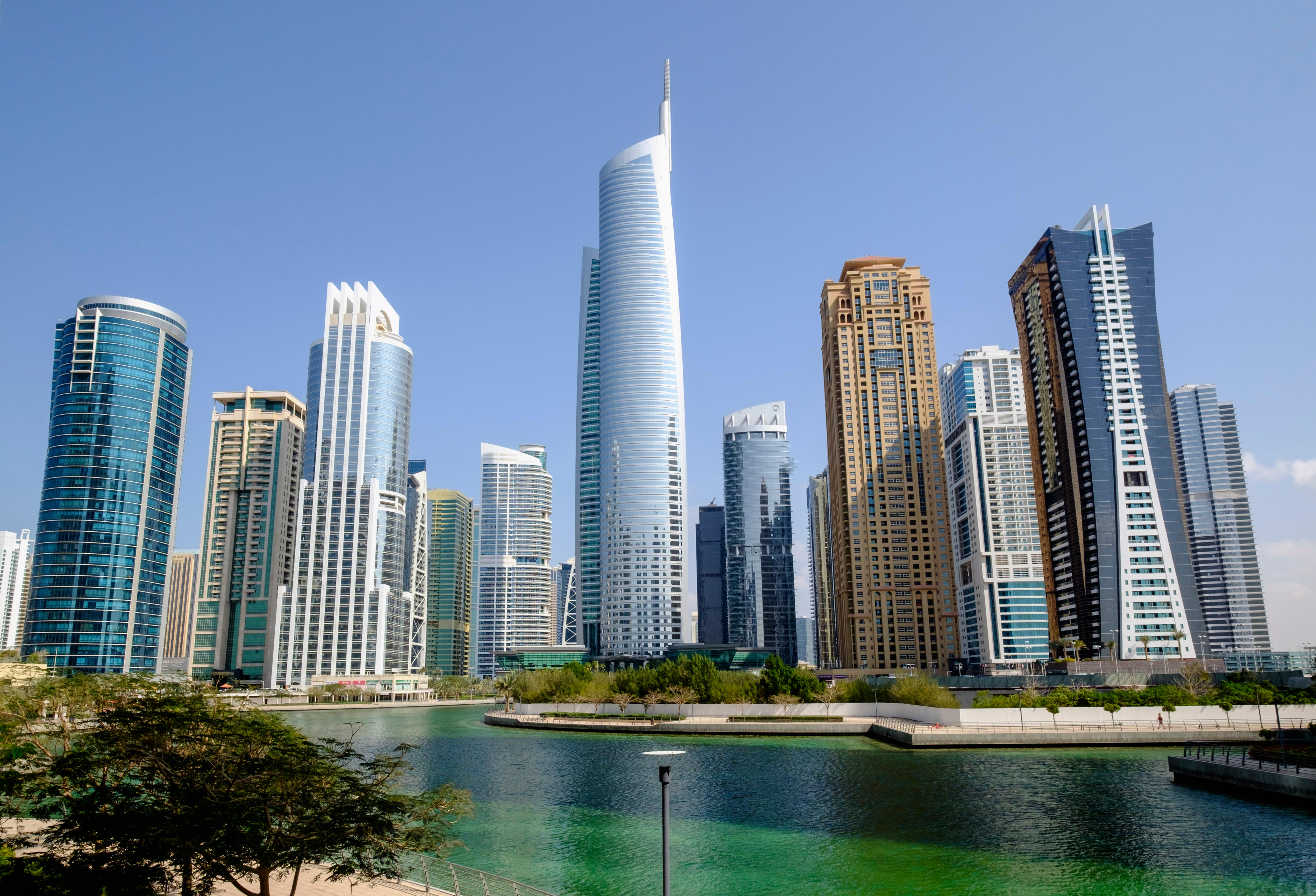 View of the Almas Tower in Dubai.