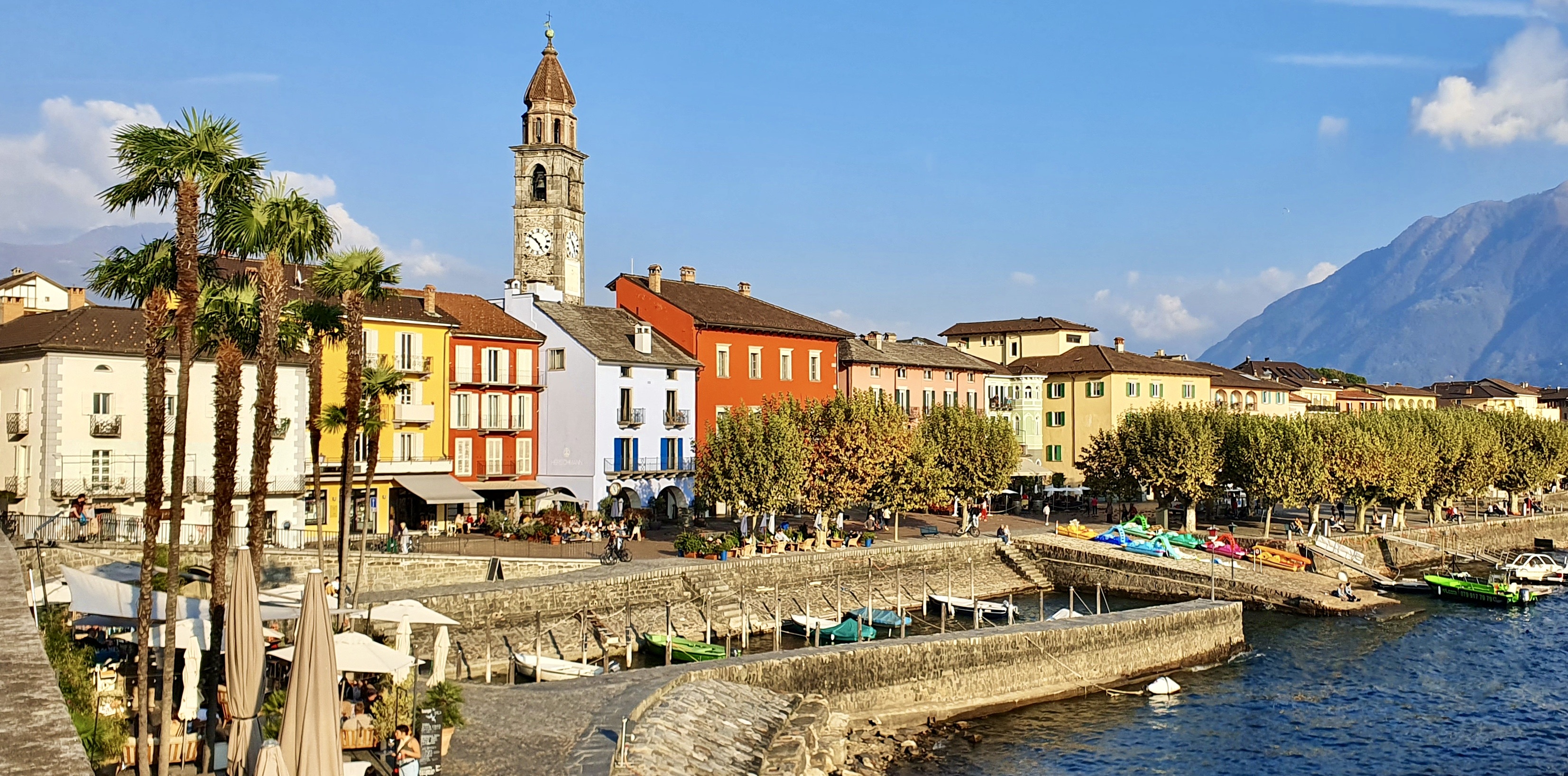 Paesaggio lungo lago con palme ad Ascona