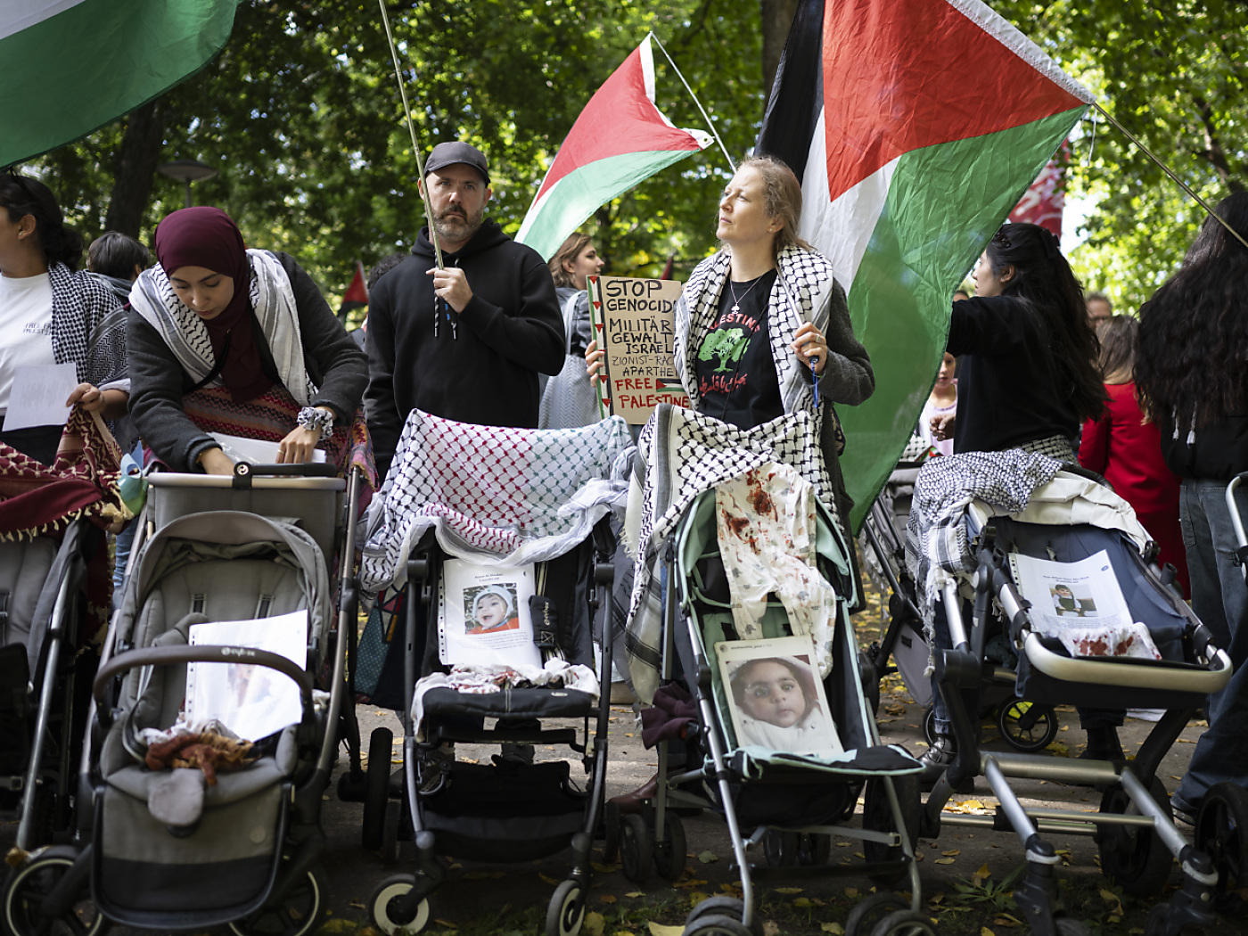 Thousands take part in a pro-Palestinian rally in Basel