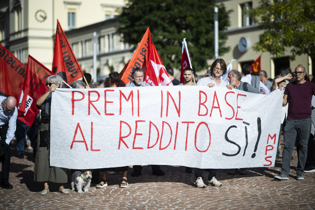 Des manifestants à Bellinzone