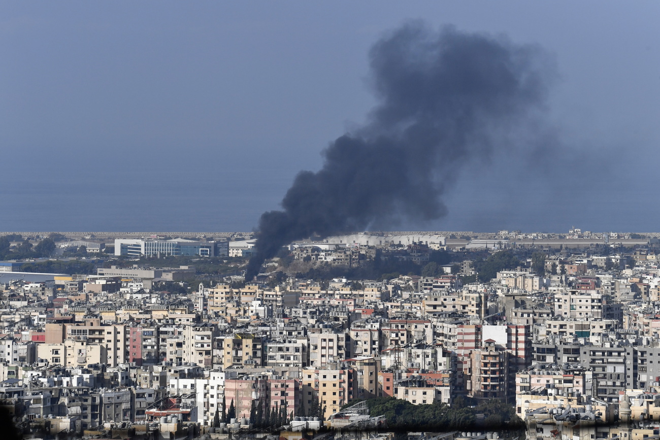 Smoke billows after an Israeli air strike on Dahieh, a southern suburb of Beirut, Lebanon, 16 October 2024. According to the Lebanese Ministry of Health, more than 2,350 people have been killed and over 10,906 have been injured in Lebanon since the start of hostilities. The Israeli Army said that the strikes early on 16 October targeted Hezbollah facilities in Beirut's southern suburb