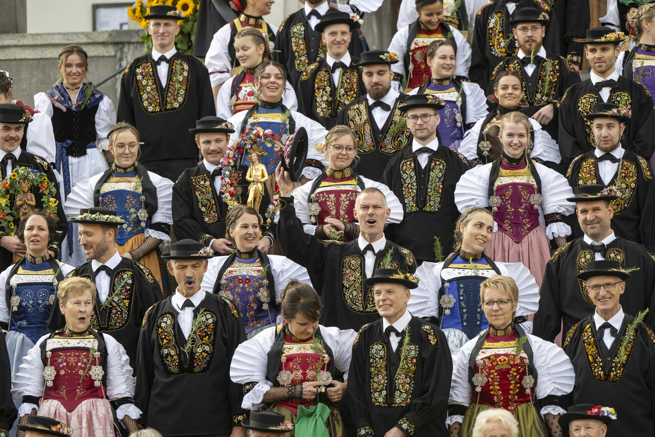 Crowd in traditional costume