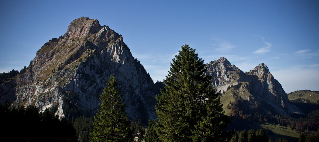 Die Gipfel «Grosser Mythen», «Kleiner Mythen» und «Haggenspitz» in der Zentralschweiz.