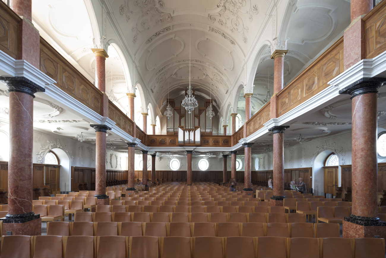 Interior view of St. Peter's Church in Zurich, Switzerland, on August 25, 2016.