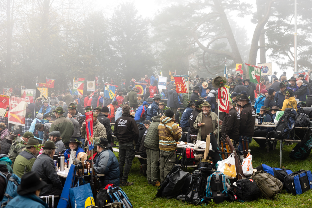 people wait for fog to lift