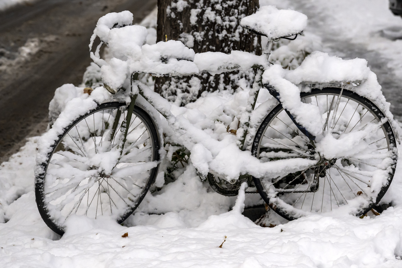 Bicicletta innevata