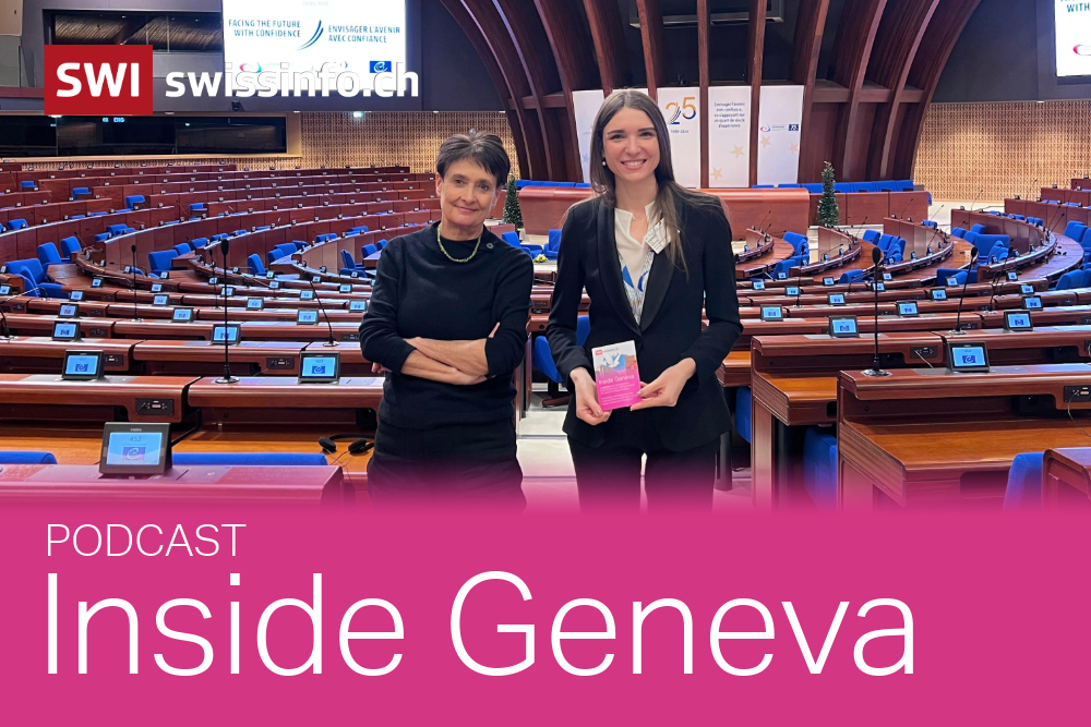 Photo of host Imogen Foulkes at the Council of Europe