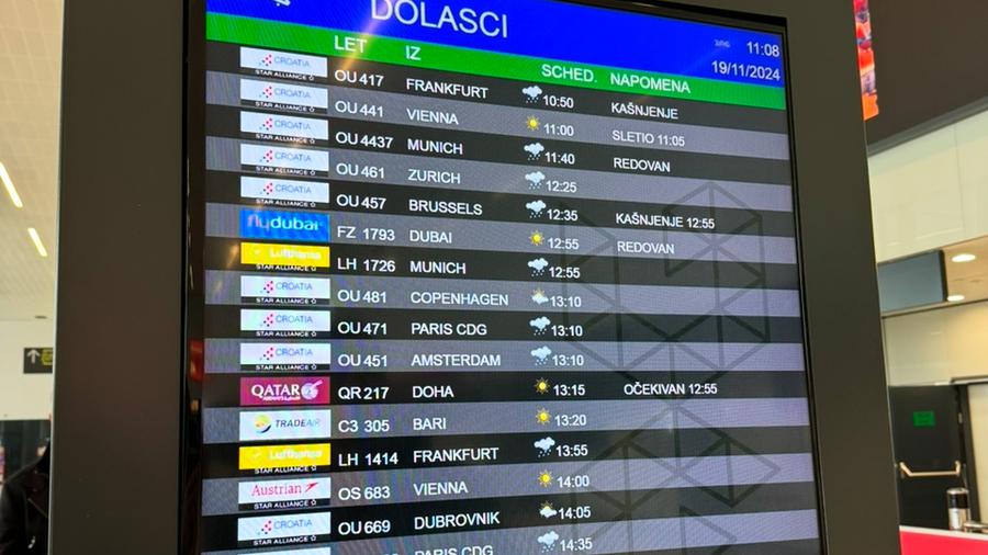 tabellone arrivi in un aeroporto