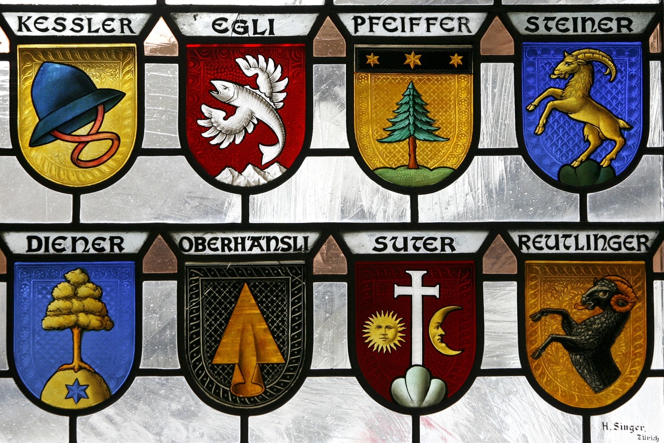 Wappen der Geschlechter Kessler, Egli, Pfeiffer, Steiner, Diener, Oberhänsli, Suter und Reutlinger